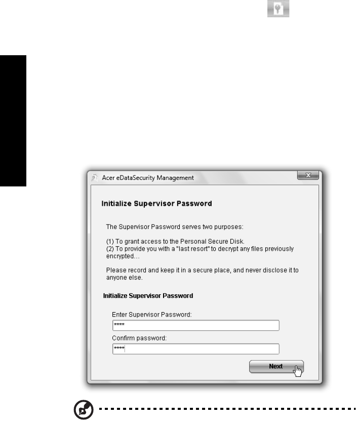 Supervisor password. EDATASECURITY Management application.