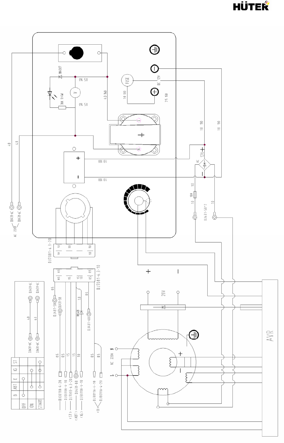 Бензогенератор huter dy4000l схема