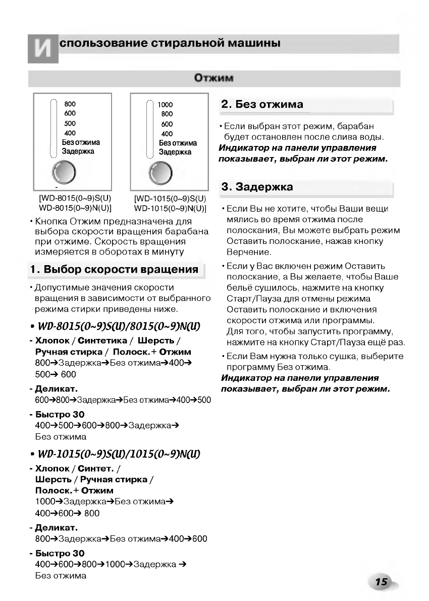 Просмотр инструкции стиральной машины LG WD-80155NUP, страница 15 -  Mnogo-dok - бесплатные инструкции на русском языке