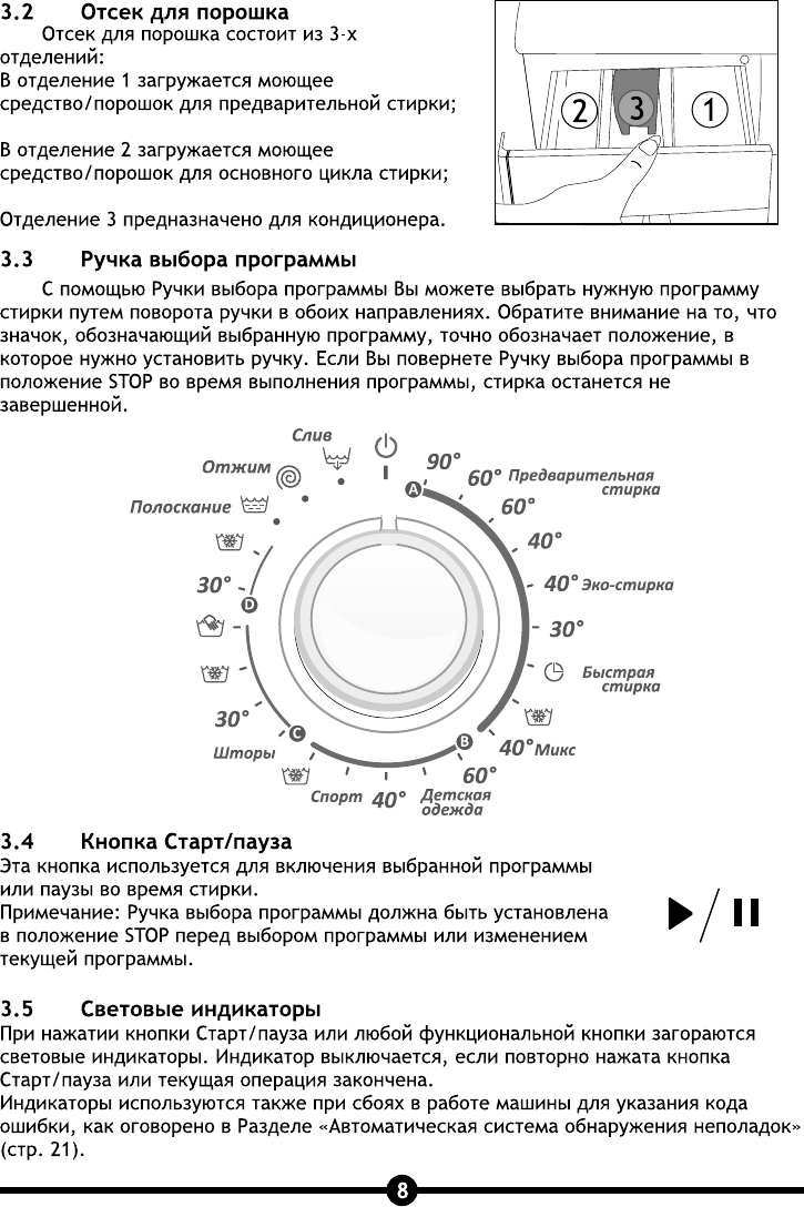 Просмотр инструкции стиральной машины Vestel AWM 1035 (S), страница 10 -  Mnogo-dok - бесплатные инструкции на русском языке