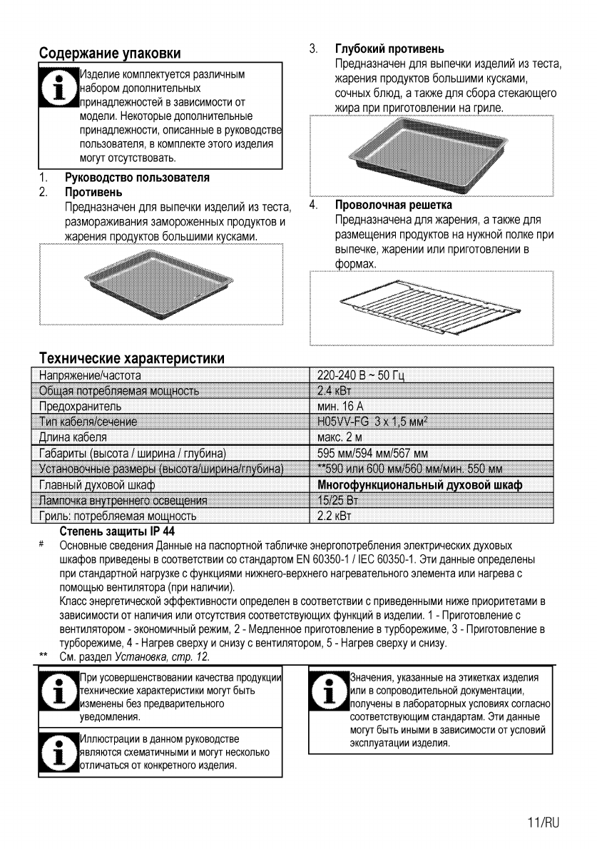 Потребление мощности духового шкафа